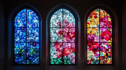 Stunning Stained Glass Windows, Vibrant Floral Design