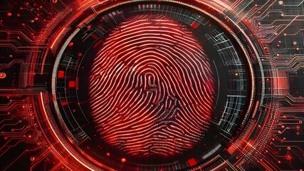 circle, identification, design, illustration, digital, technology, red, futuristic, board, computer, science, finger, print, fingerprint, data, information, analyzing, scanning, health, check, human, 