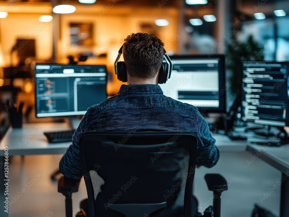 Poster inclusive workspace with accessibility tools in use modern office digital environment professional