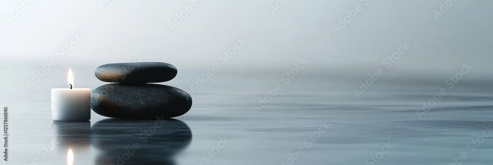 Fototapete create a calming spa atmosphere with smooth stones and soft candlelight for relaxation and wellness.