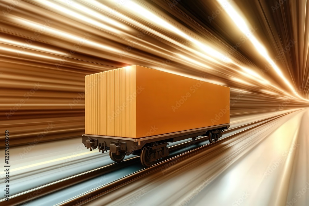 Poster high-speed rail delivery system dynamic urban setting digital art fast-paced environment aerial view