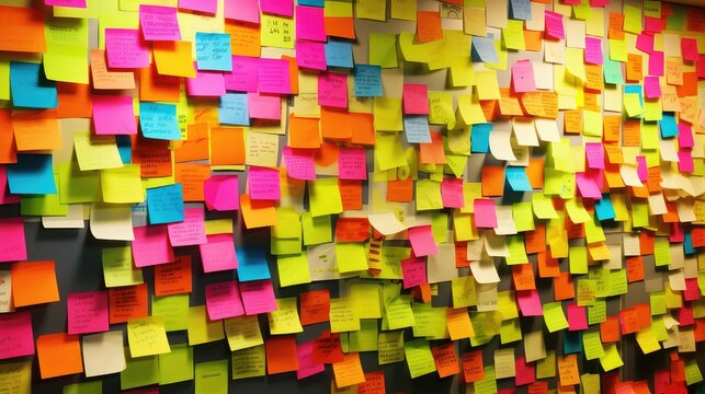 brainstorming wall of post it notes