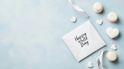 白い封筒とマカロンのホワイトデー | 清楚ミニマル