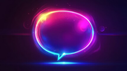 Obraz premium Quote speech bubble abstract laser neon frame background. Vector design