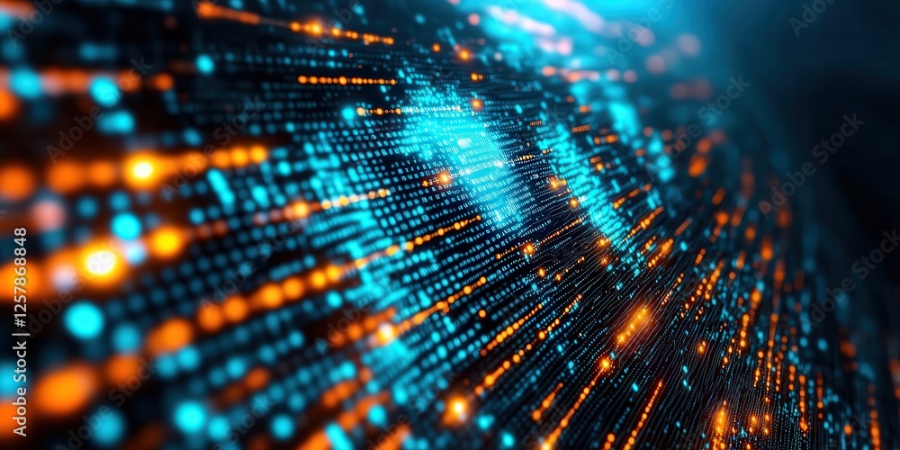 Poster cybersecurity monitoring and protection of digital data global network digital visualization high-te