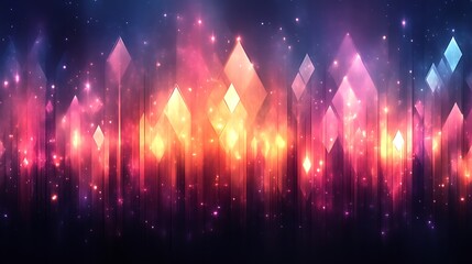 Fototapeta premium Abstract Glowing Crystal Cityscape Night Scene