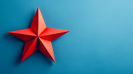Red Star on Deep Blue Background
