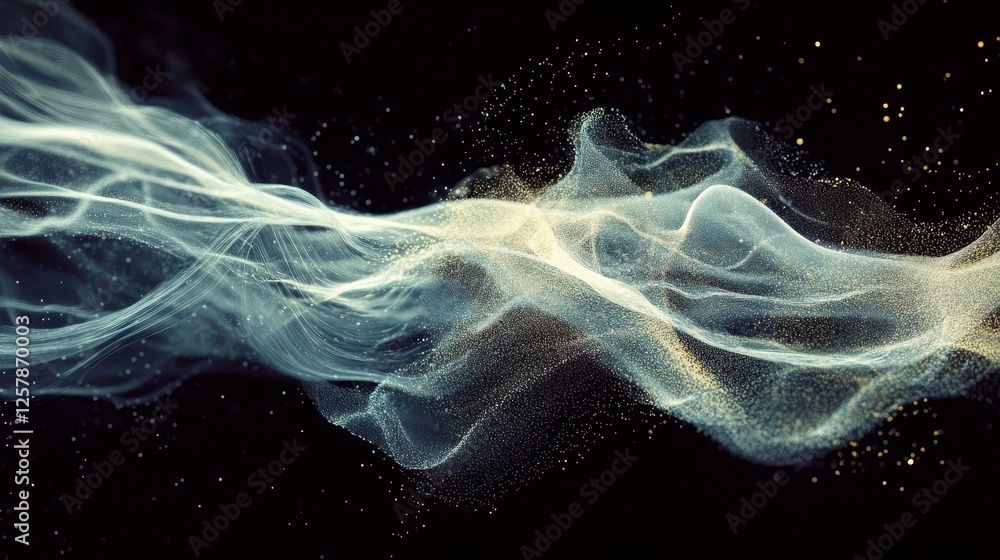 Poster big data transfer concepts in internet. abstract virtual stream. flowing digital code. storage cloud