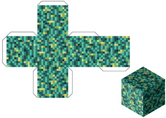 Obraz premium A colorful isometric vector illustration of pixelated cubes and blocks arranged in a playful, geometric pattern. Perfect for retro-style video games, creative designs, or crafting concepts