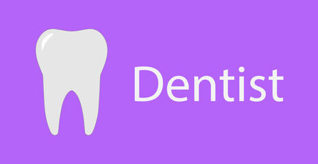 dentist's tooth on a purple background,