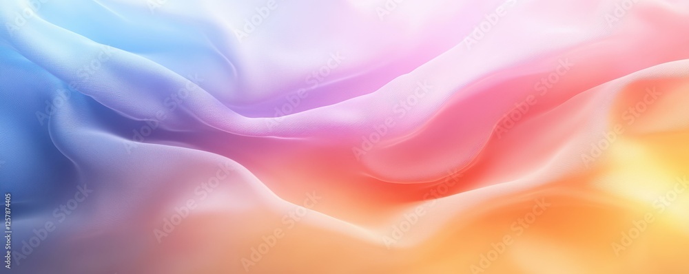Poster abstract fluid art with soft gradient blend of colors, serene and dreamy wave like texture