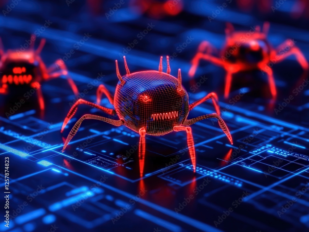Poster digital defense intrusion alerts on a screen cybersecurity graphic visualization technology environm