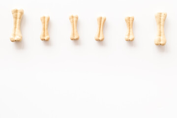 Dog chew bones for cleaning teeth and treats, top view