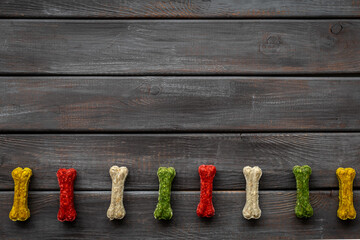 Dog treats - chew bones for cleaning teeth, top view