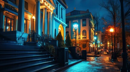 Alexandria Market Square and City Hall at Night in Old Town - Architectural Beauty