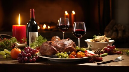 table winter red wine