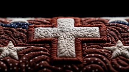 Patriotic Quilted Fabric Pattern and Cross Stitch Design