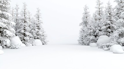 Fototapeta premium Snowy forest scene, perfect for winter background, product presentation