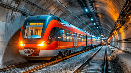Naklejka premium Train in tunnel, urban transport