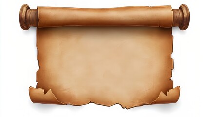 Aged Scroll with Wooden Handles and Ripped Edges