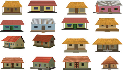 set of cartoon houses isolated on white background..Collection of vector hut design vector © Sumit Sarkar