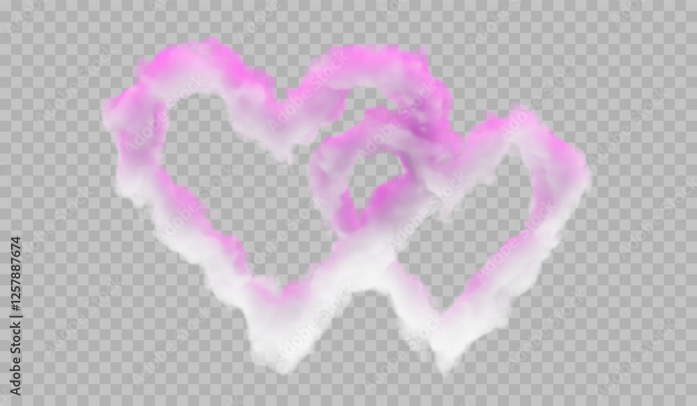 Poster vector image of clouds in the shape of hearts. delicate pastel shades and smooth lines create a roma