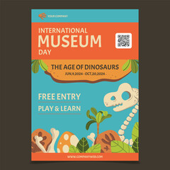 International museum day flyer in flat style