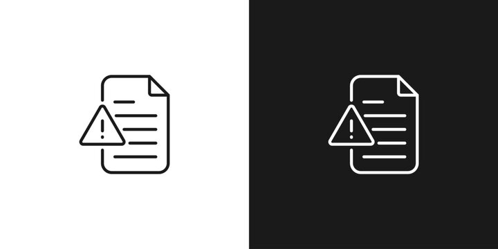 Outline file damage icon. Document with exclamation mark, danger data.