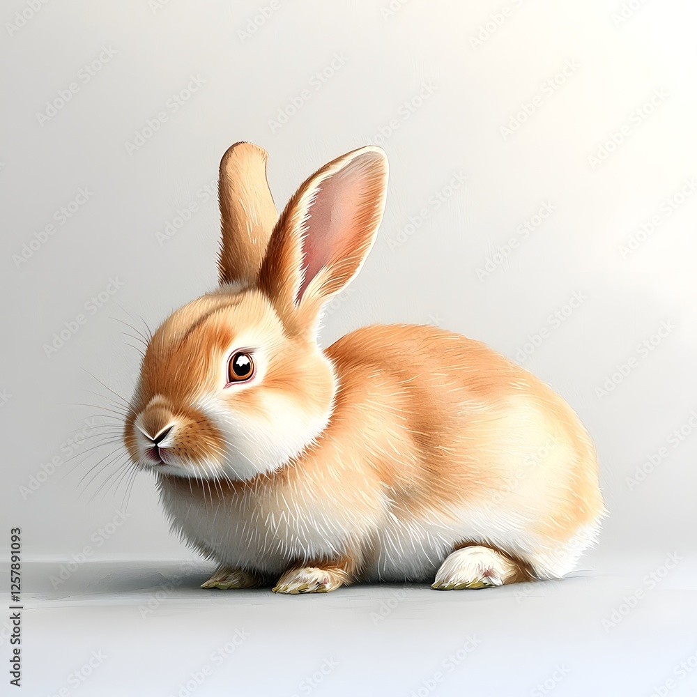 Poster peaceful and elegant rabbit resting in a state of tranquil repose conveyed through soothing watercol