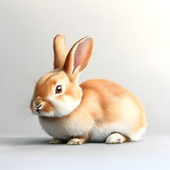 Obraz premium Peaceful and Elegant Rabbit Resting in a State of Tranquil Repose Conveyed Through Soothing Watercolor Brushstrokes and Mellow Color Scheme