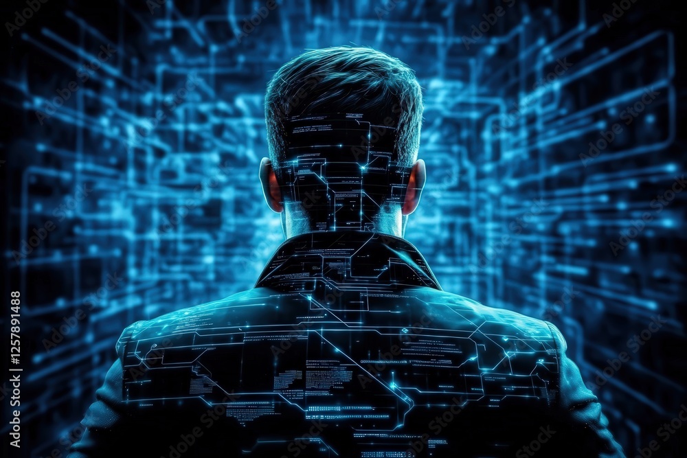 Poster ai integration in business strategy digital environment visual content futuristic technology concept