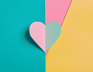 Tarjeta Felicitacion, Coraz&oacute;n realizado en papel tonos pasteles, Concepto amor