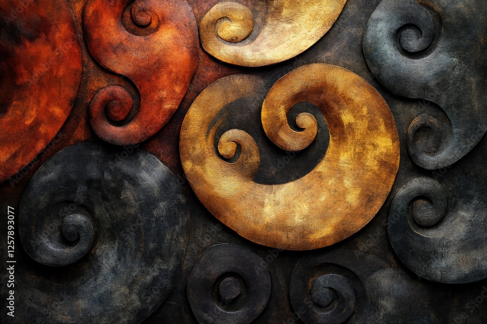 Poster intricate swirling patterns in warm and cool tones create a captivating abstract design