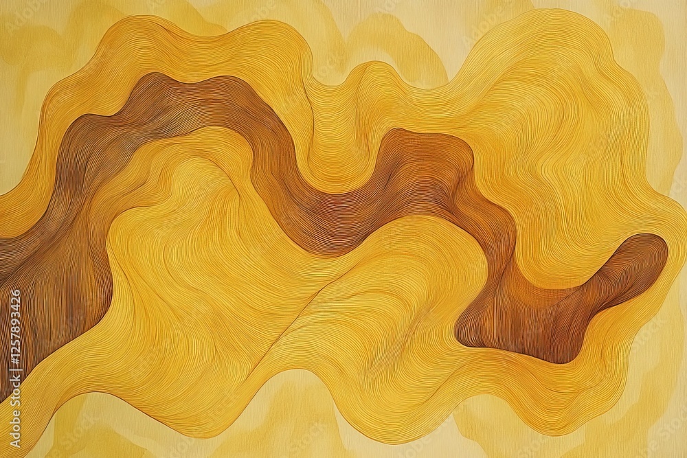 Aufkleber warm abstract composition with flowing yellow patterns and organic shapes creating a sense of moveme