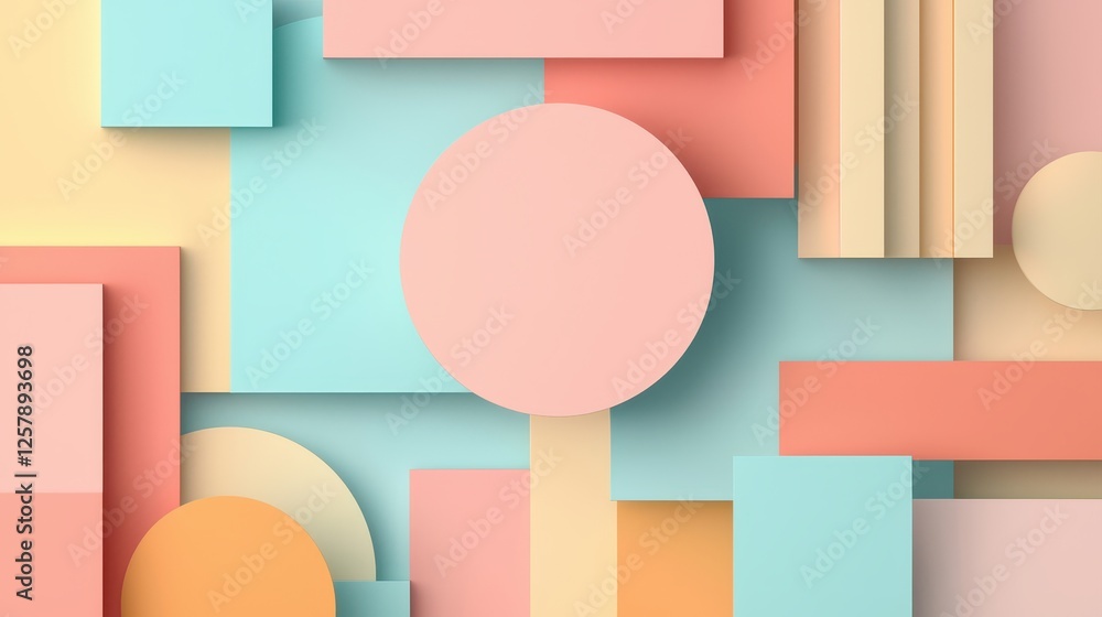 Poster abstract shapes in pastel colors creating a modern design composition.