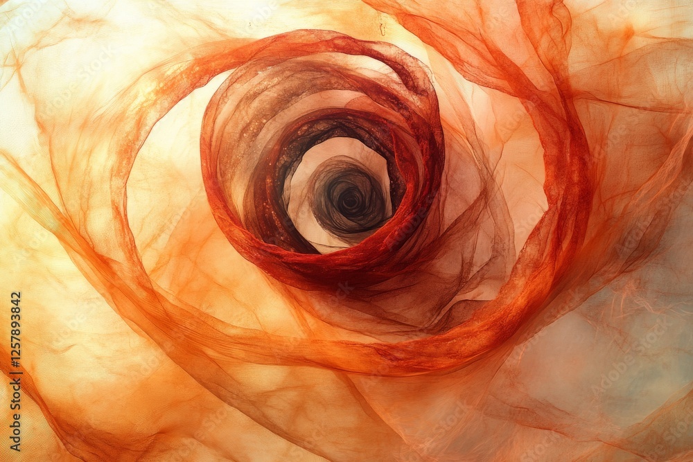 Aufkleber swirling fabric in warm colors creates a vivid visual pattern and texture in an artistic display of 