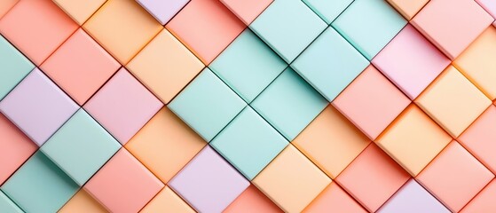 Pastel-colored square tiles arranged in a 3D diagonal pattern.