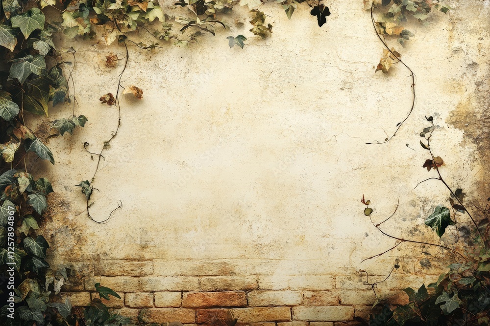 Poster natural vines adorn a weathered wall, creating an organic backdrop for artistic expression in a tran