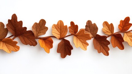 Fototapeta premium Autumn leaves garland on white, fall decor