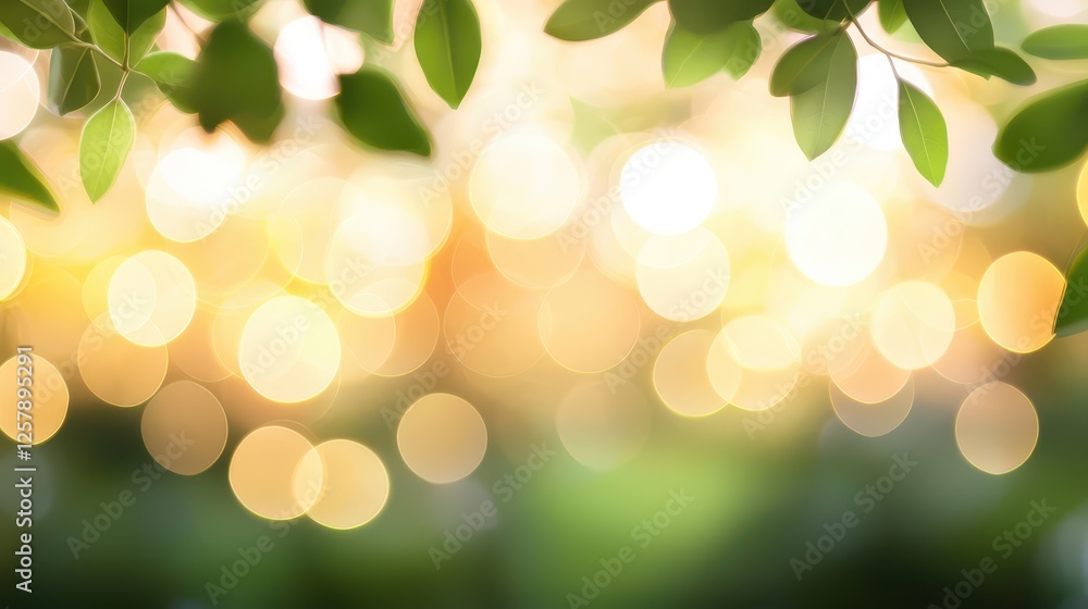 Poster soft bokeh background with leaves.
