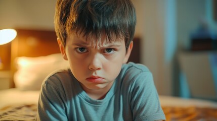 angry boy child portrait