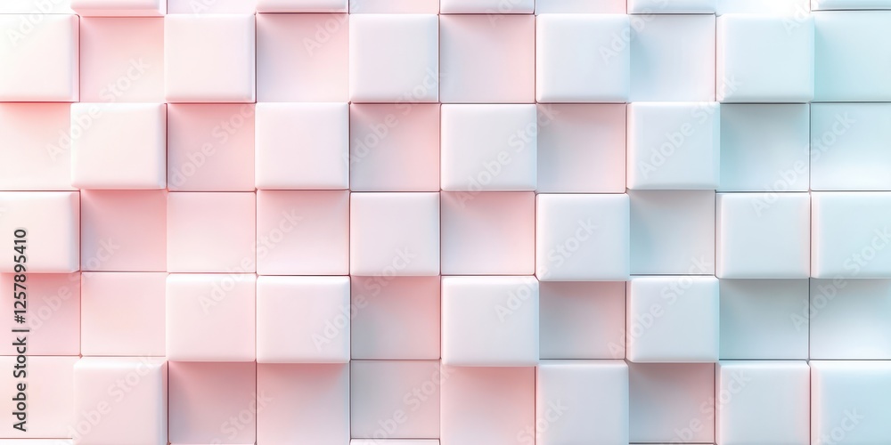 Poster abstract pattern of 3d cubes in soft pastel colors.