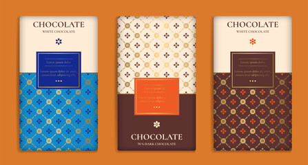 Luxury packaging design of chocolate bars. Vintage vector ornament template. Elegant, classic elements. Great for food, drink and other package types. Can be used for background and wallpaper.