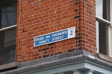 Street name sign in Dublin city, Ireland