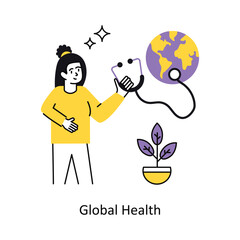 Global Health Concept vector illustration.  isolated on white Background