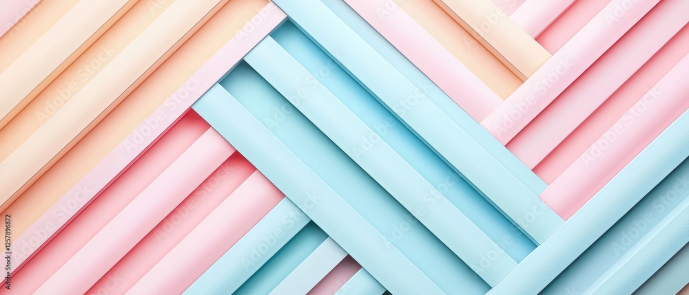 Poster abstract geometric background with pastel-colored diagonal bars arranged in a woven pattern.