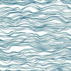 A seamless pattern of abstract hand-drawn water ripples and wavy lines
