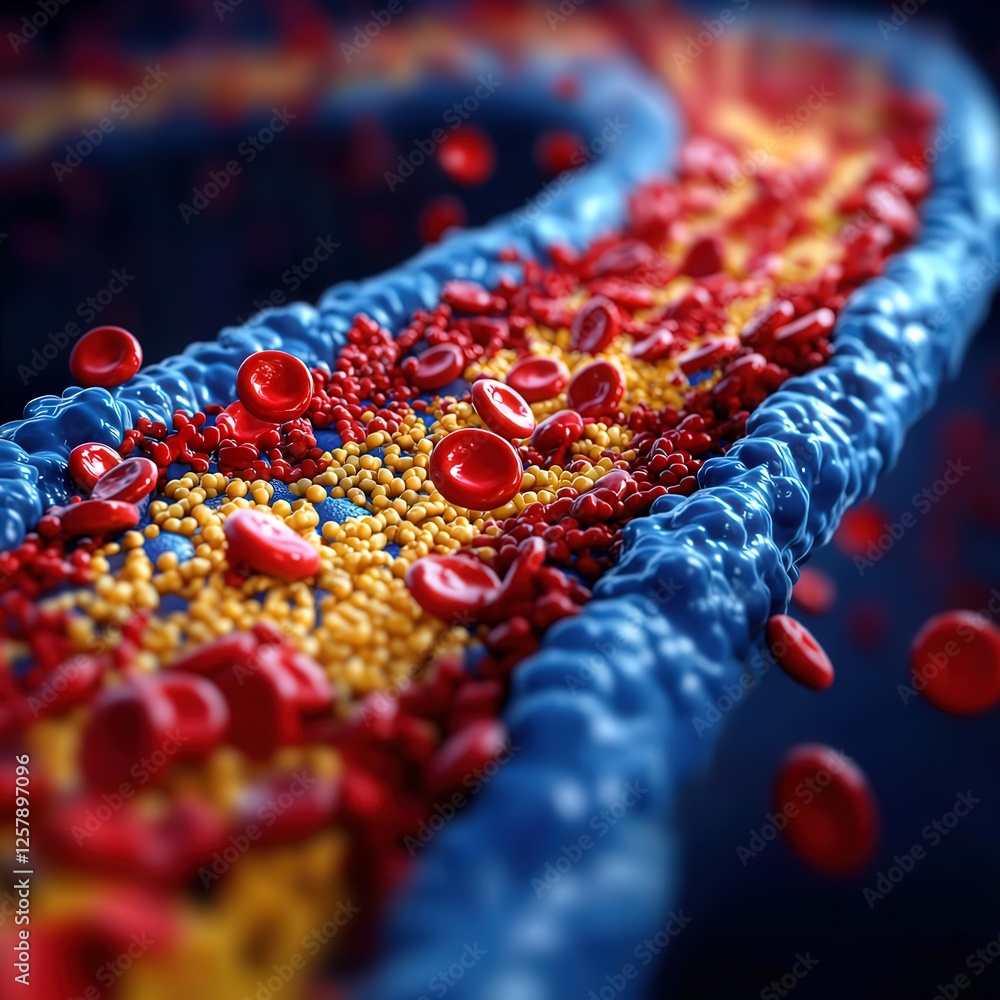 Poster the artistic representation of good hdl vs bad ldl cholesterol in the human body environment