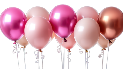 pink gold beige balloons isolated on white background