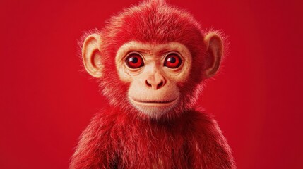 Fototapeta premium chinese monkey toy on red background